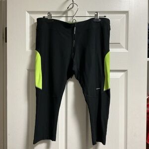 Nike Black and Neon Green Dri-FIT Crop Leggings